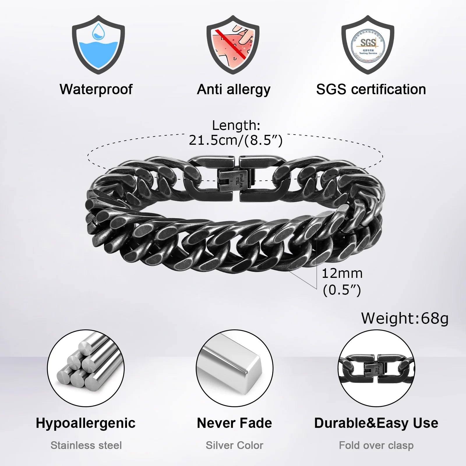 Men’s Stainless Steel Cuban Link Bracelet